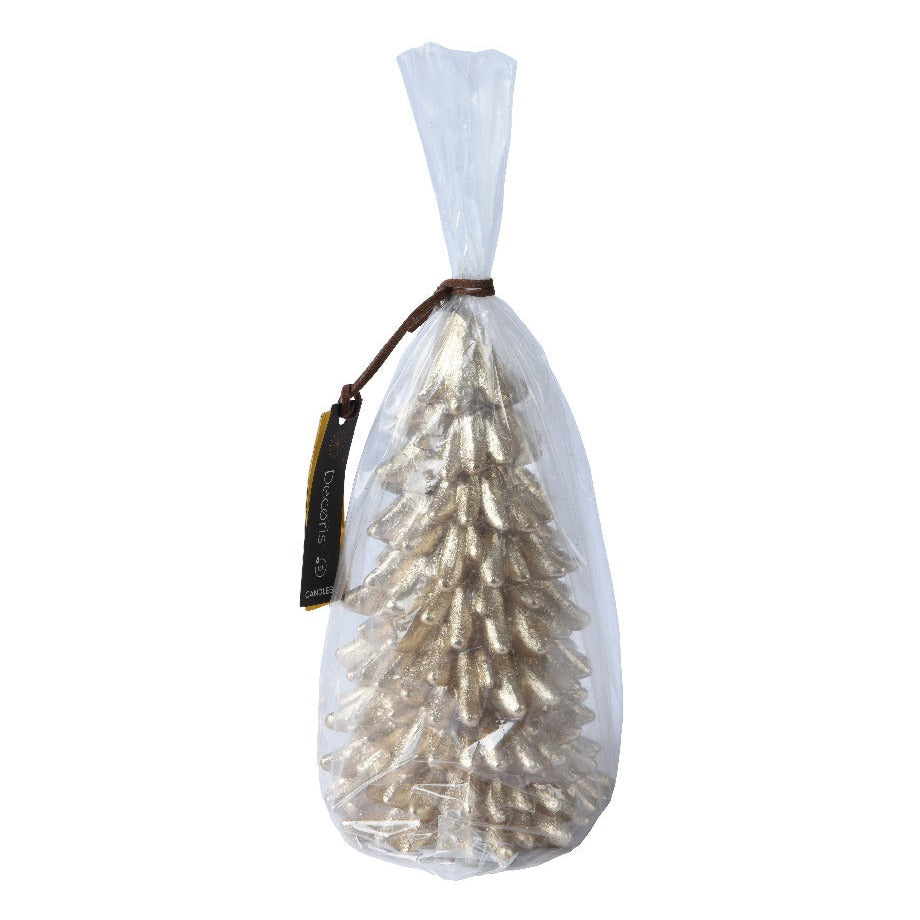Champagne Metallic Christmas Tree Wax Candle