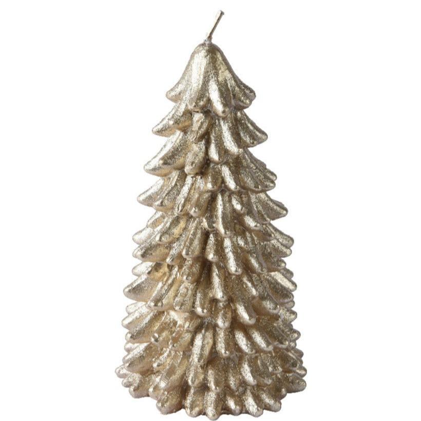 Champagne Metallic Christmas Tree Wax Candle