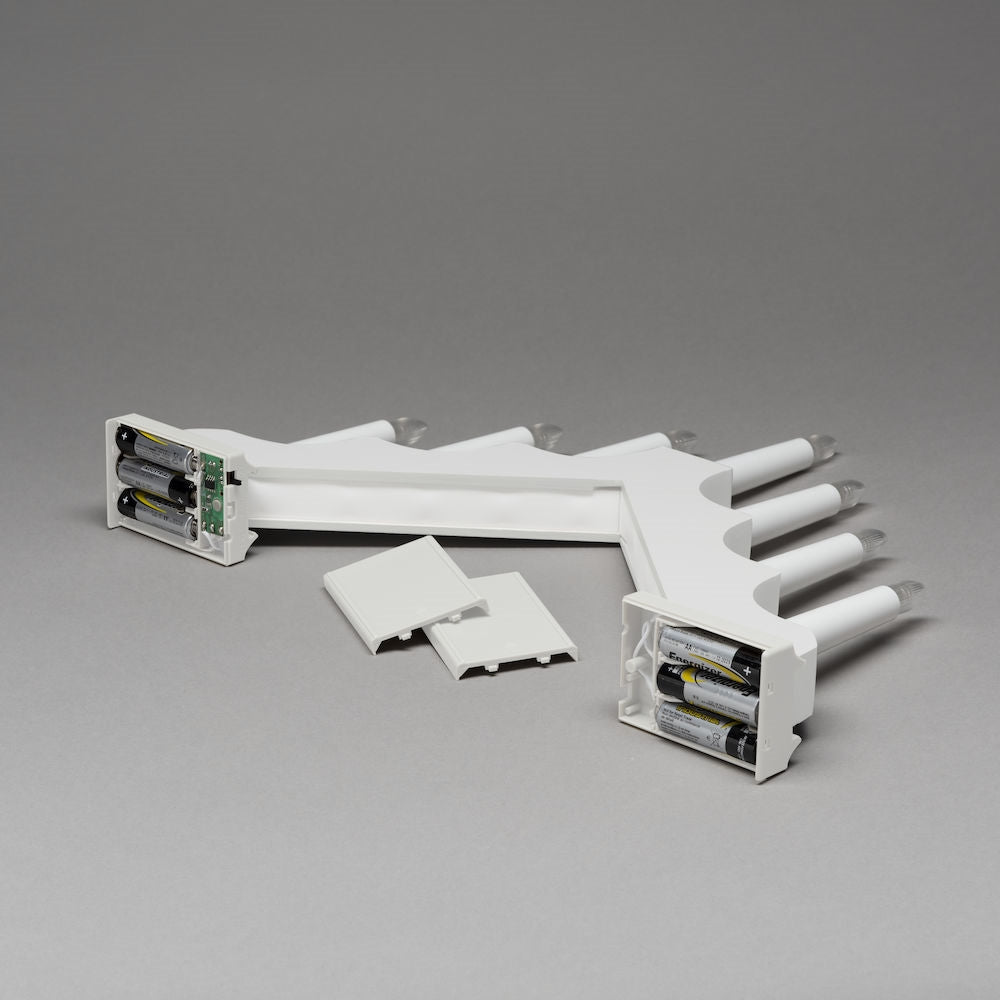 White 7 Bulb LED Christmas Candle Bridge Battery Operated