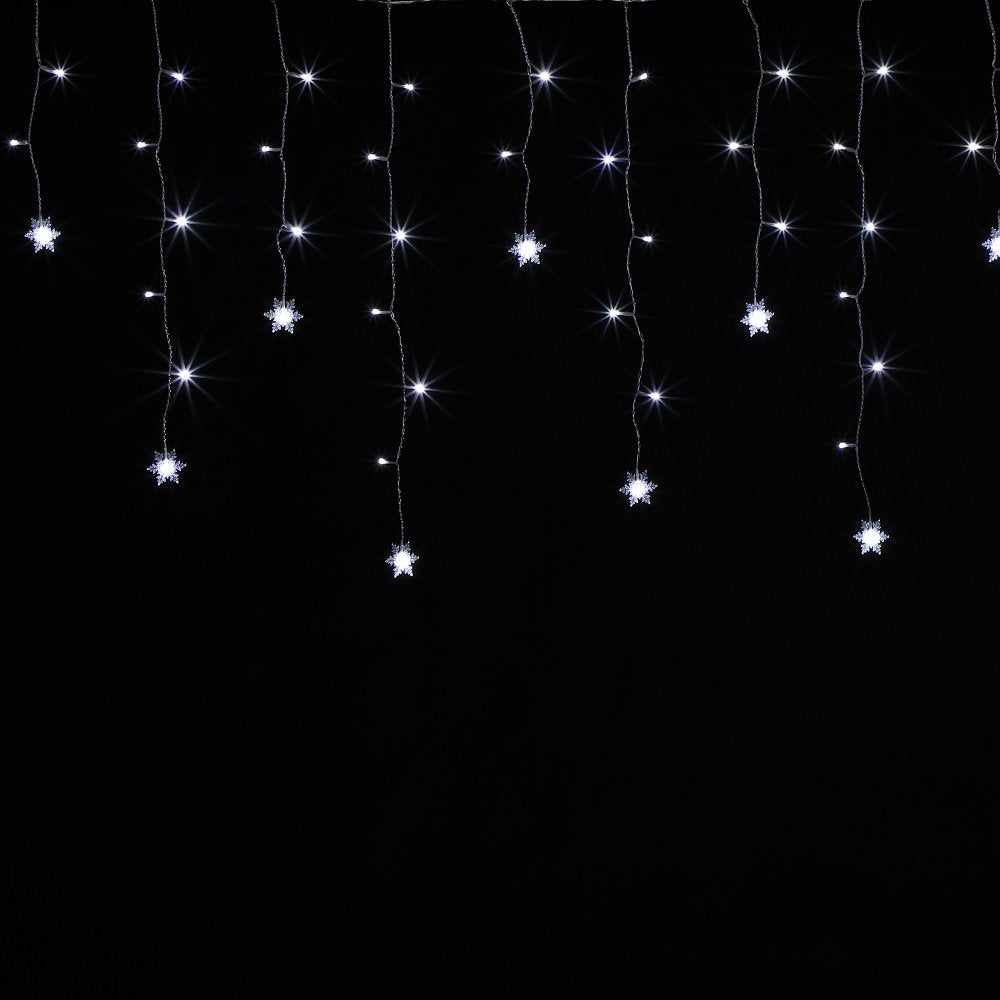 120 White Snowflake Icicle Lights