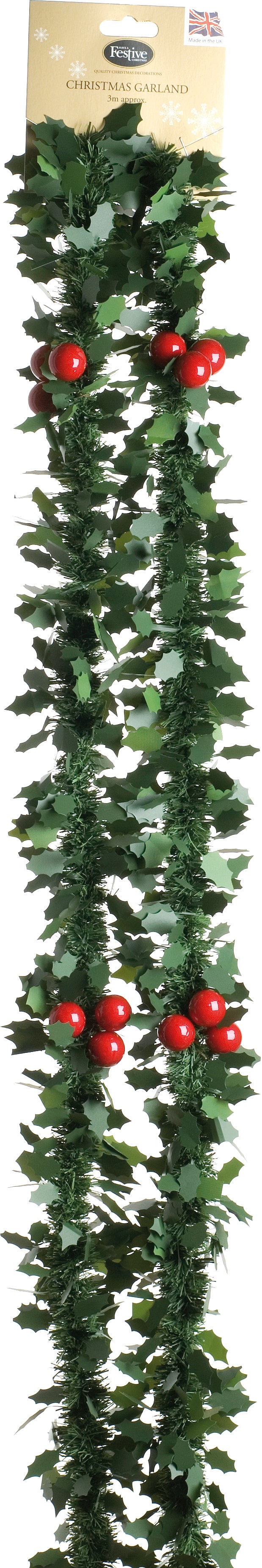 Holly and Red Berries Christmas Tinsel 200cm