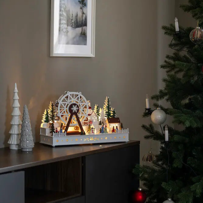 Ferris Wheel Christmas Scene German Style Wooden Decoration