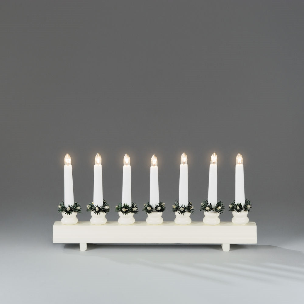 White 7 Bulb Christmas Candle Bridge