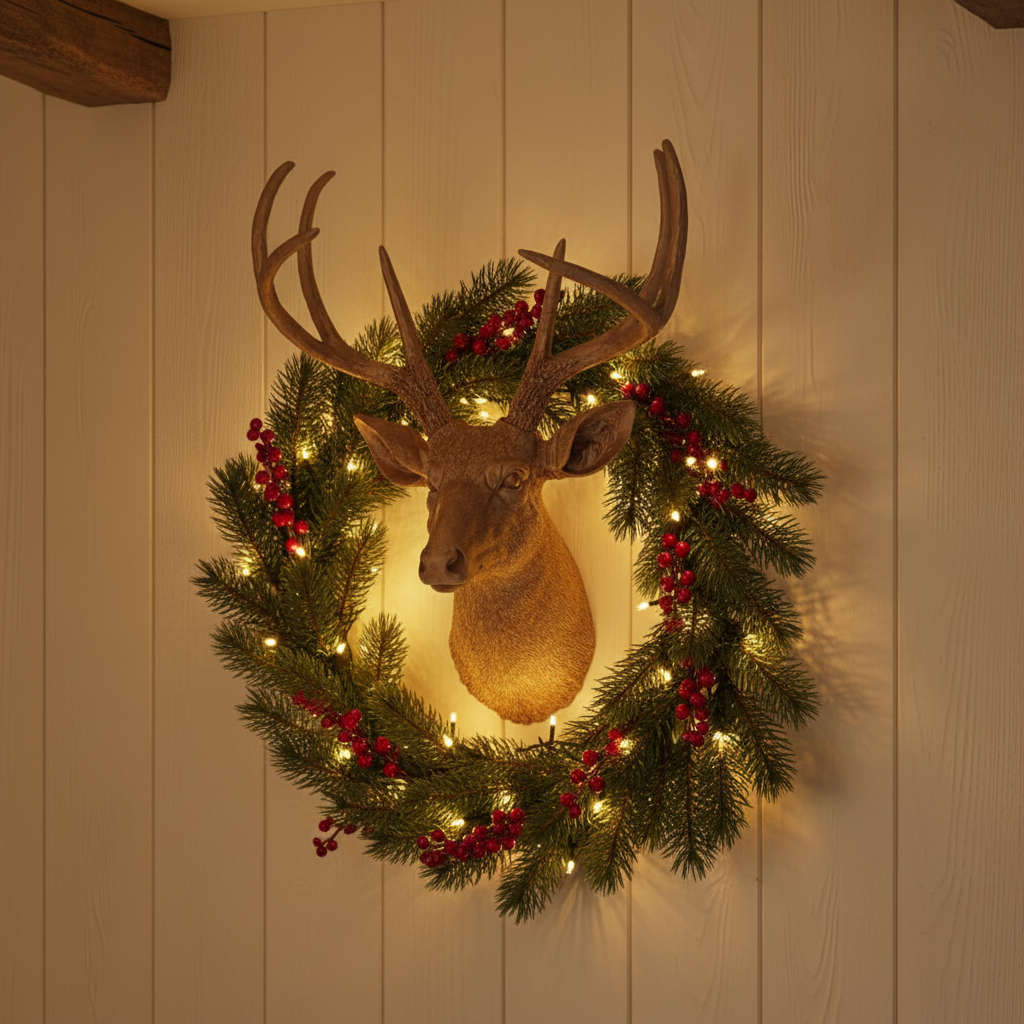 Golden Christmas Woodland Stag Wall Plaque