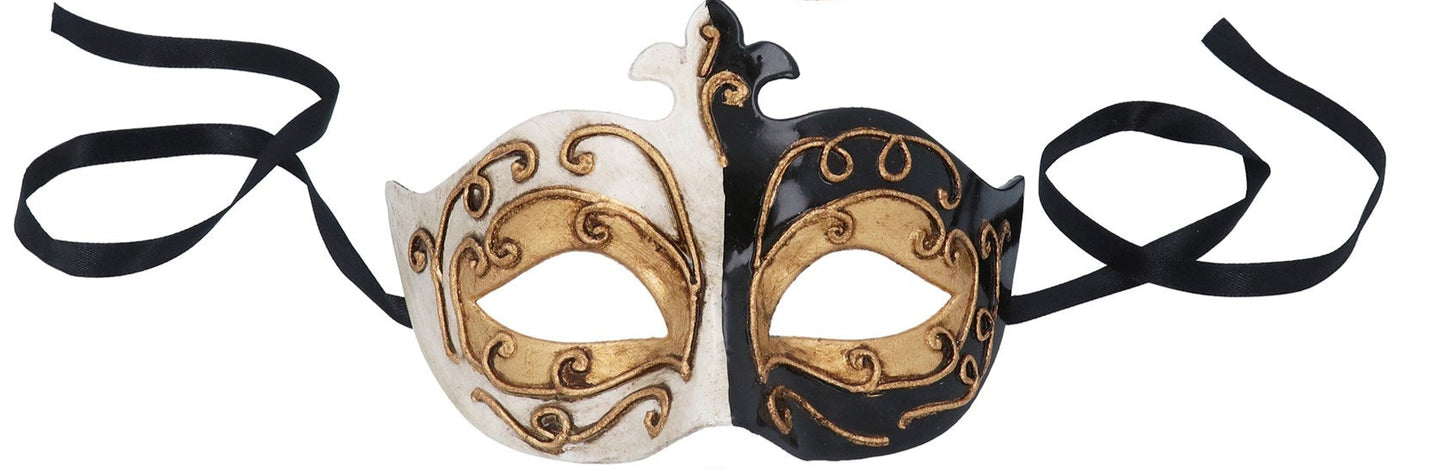 Gold and Black Ornate Venetian Mask Christmas Decoration