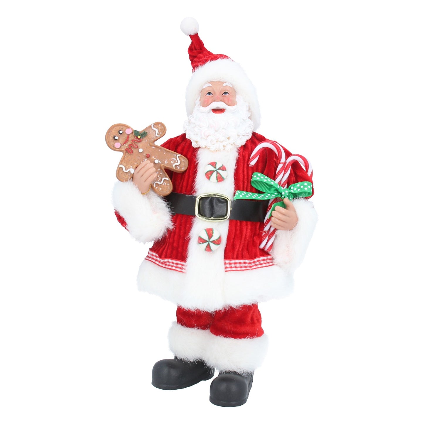 Candy Cane Santa with Gingerbread Christmas Ornament 32cm