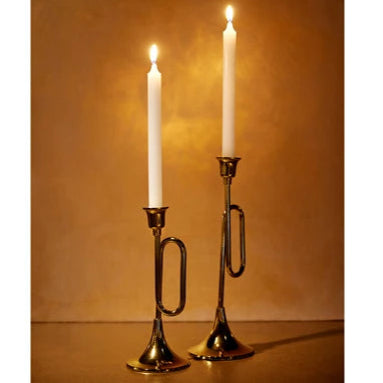 Gold Trumpet Design Christmas Candlestick Holder 27cm