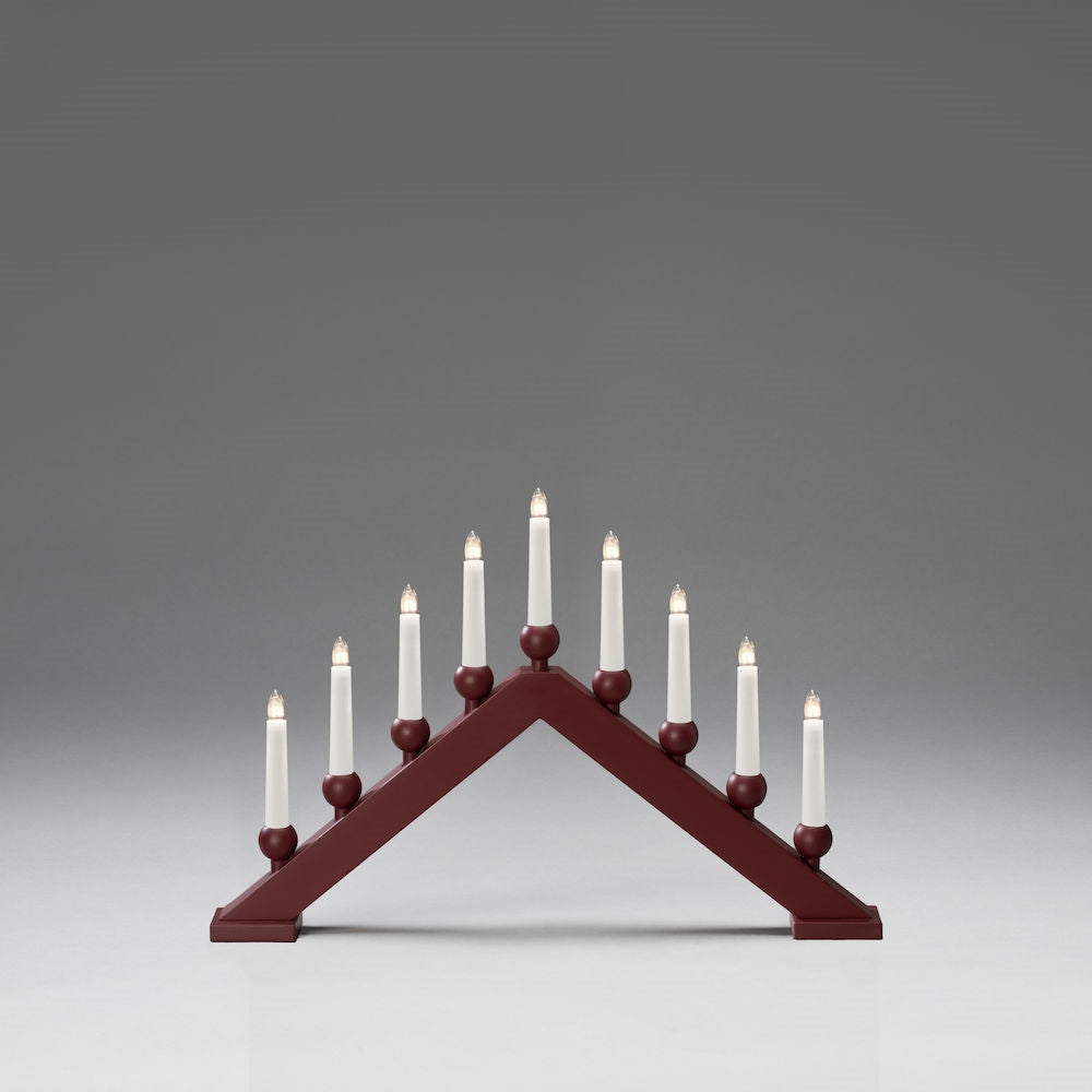 Deep Red 9 Bulb Christmas Candle Bridge