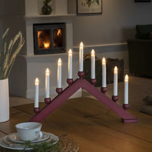 Load image into Gallery viewer, Deep Red 9 Bulb Candle Bridge
