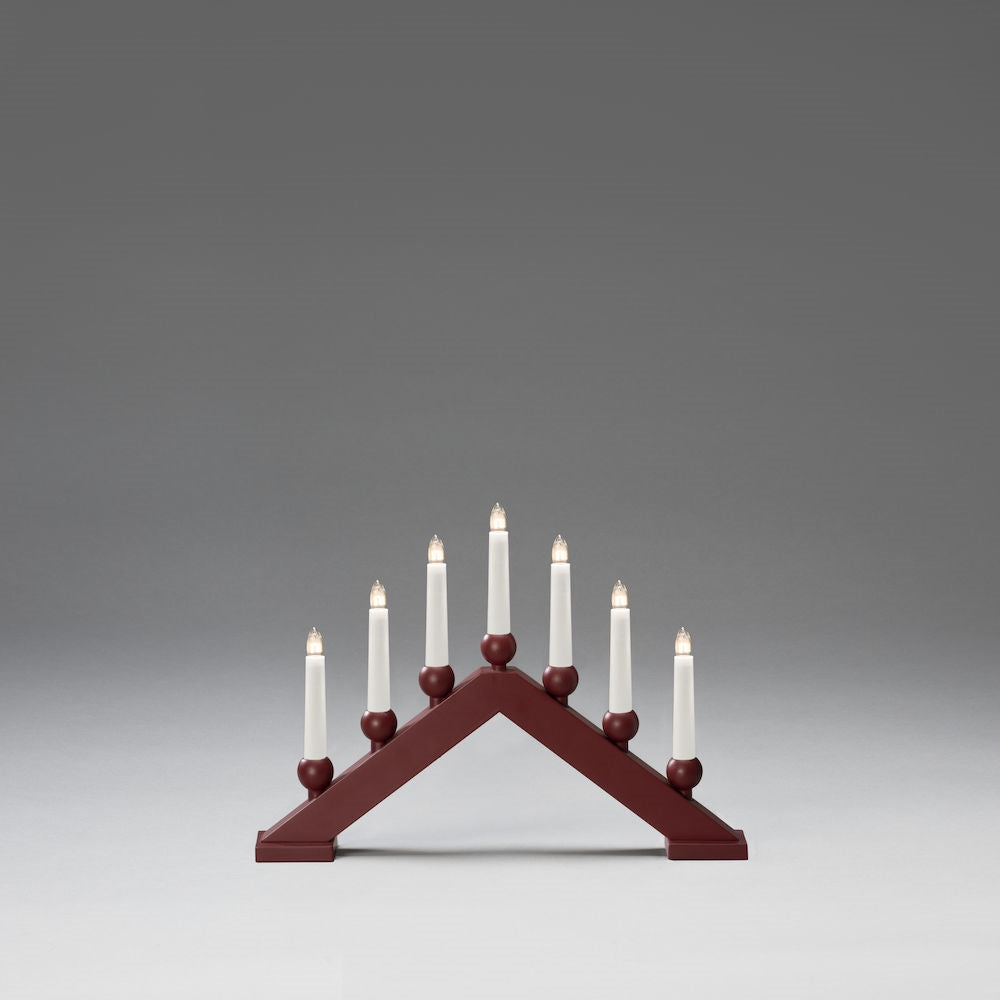 Deep Red 7 Bulb Christmas Candle Bridge