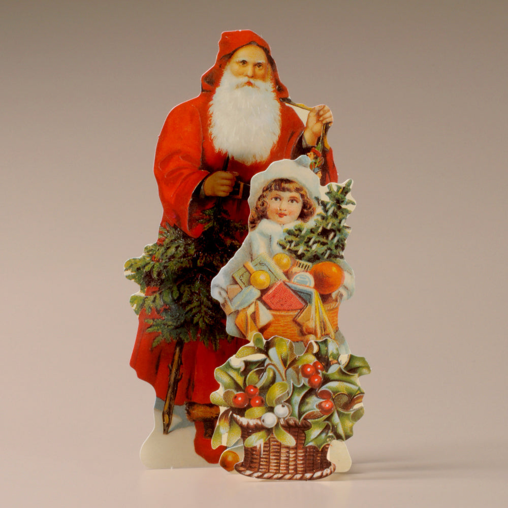 Father Christmas & Little Girl 3D Christmas Card
