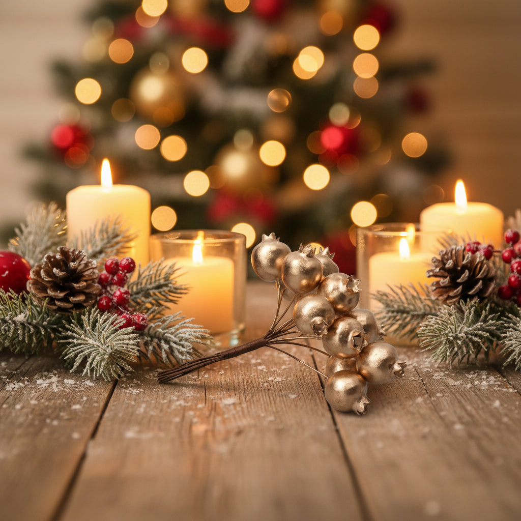 Gold decorative flower arrangement on a white background