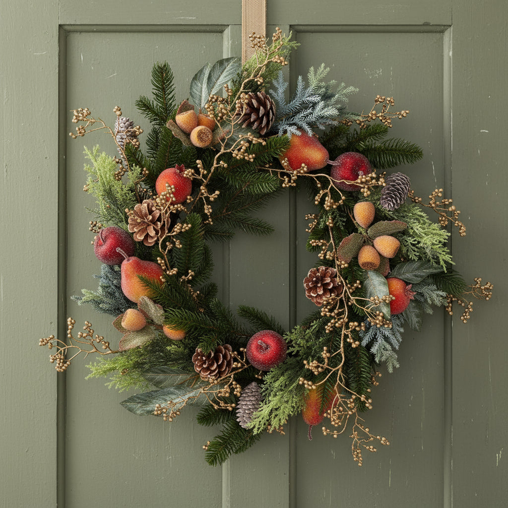 Fruit and Foliage Christmas Wreath 55cm