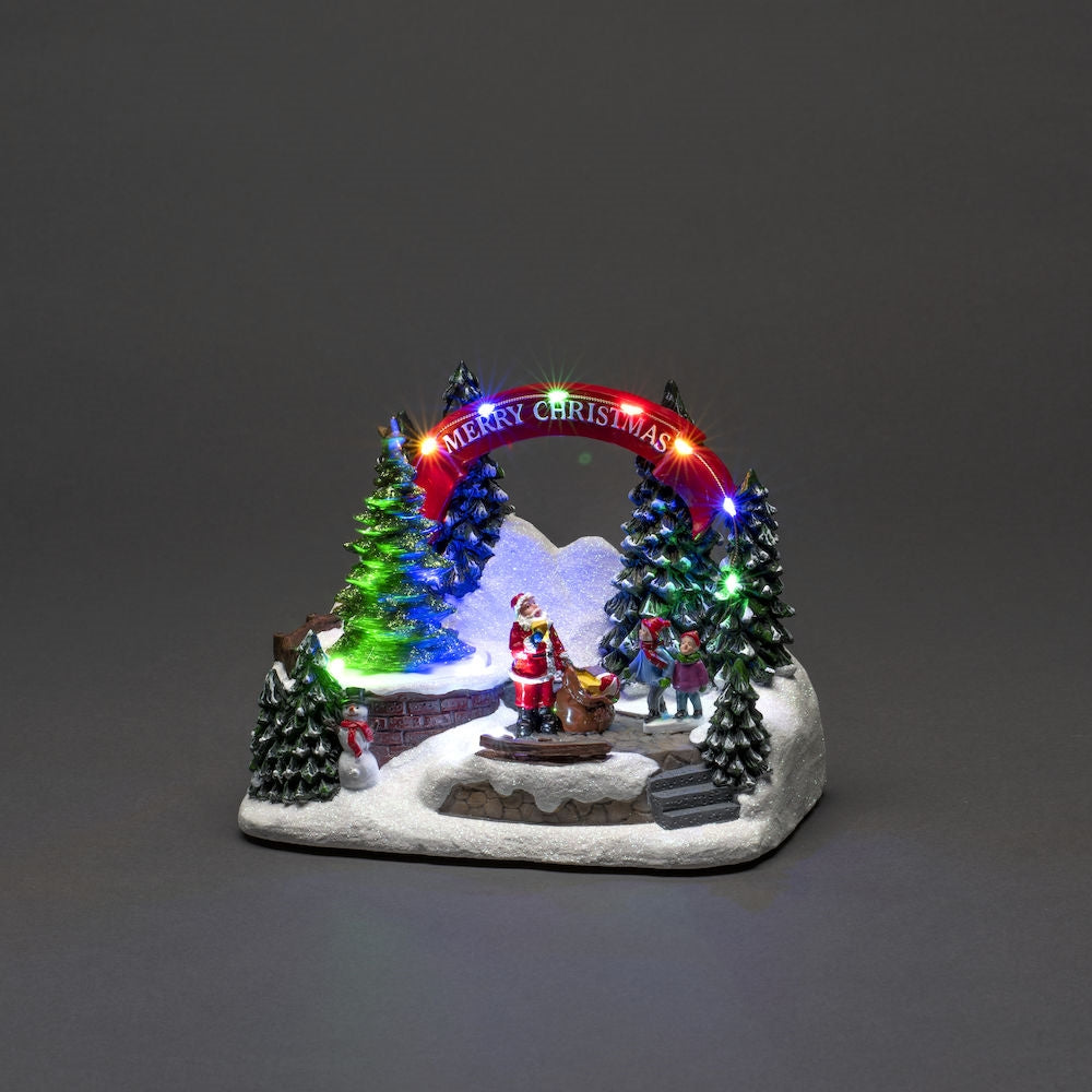 Konstsmide Mechanical Santa in Park Lit Village Christmas Decoration