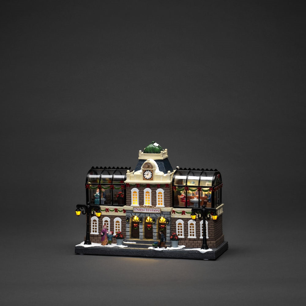 Konstsmide Mechanical Train Station Christmas Lit Village Decoration