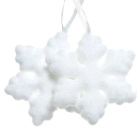 Set of 2 White Snowflake Hanging Christmas Decoration