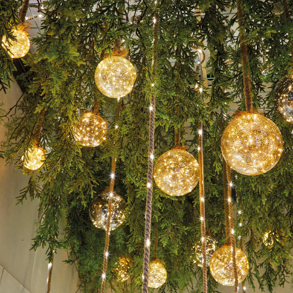 LED Ball with Jute Rope Christmas Decoration 20cm