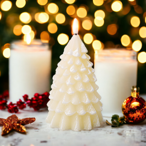 Cream Christmas Tree Candle LED 19cm