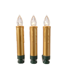 10 Gold Clip On LED Candles