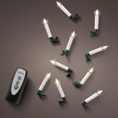 Set of 10 Clip on Christmas Tree Melted Edge LED Candles