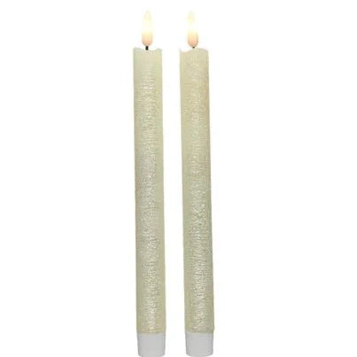 2 LED Wick Pearl Dinner Candles 24cm