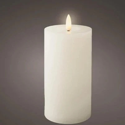 White LED Wick Flat Top Wax Christmas Candle 15cm x 7cm
