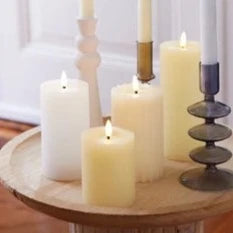 White LED Wick Flat Top Wax Christmas Candle 15cm x 7cm