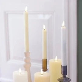 White LED Flat Top Wax Dinner Festive Candle