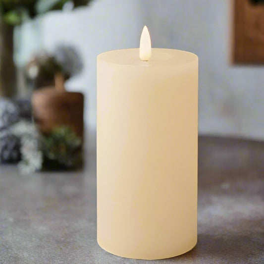 Cream LED Wick Flat Top Wax Christmas Candle 15cm x 7cm