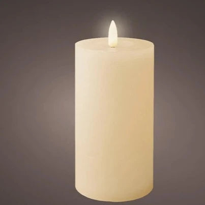 Cream LED Wick Flat Top Wax Christmas Candle 15cm x 7cm