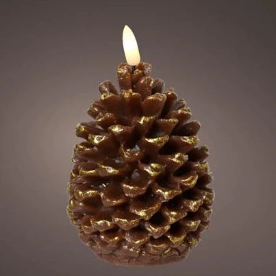 Pinecone LED Wick Christmas Candle 13cm
