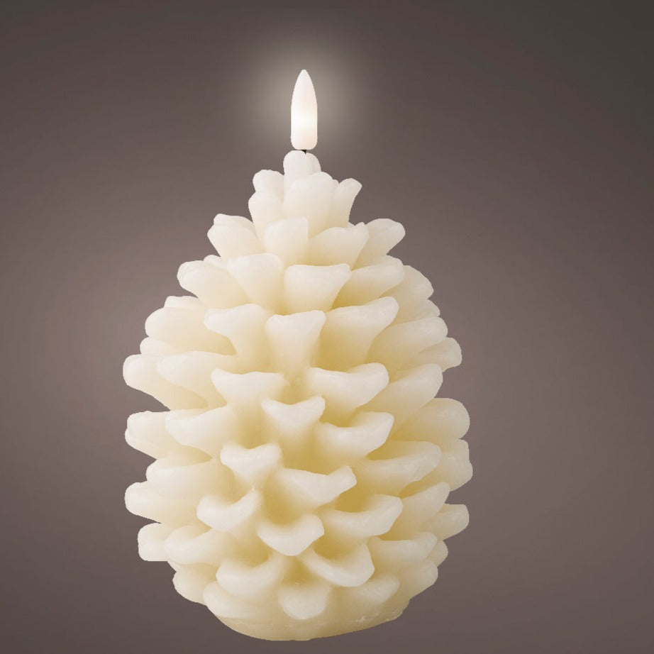 Cream Pinecone LED Christmas Candle 15.6cm