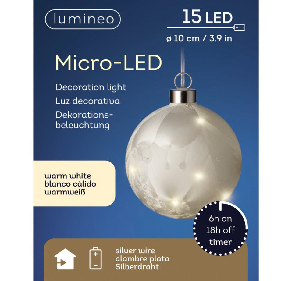 Lumineo Micro LED 10cm Frosted Ball Decoration Love Christmas Shop