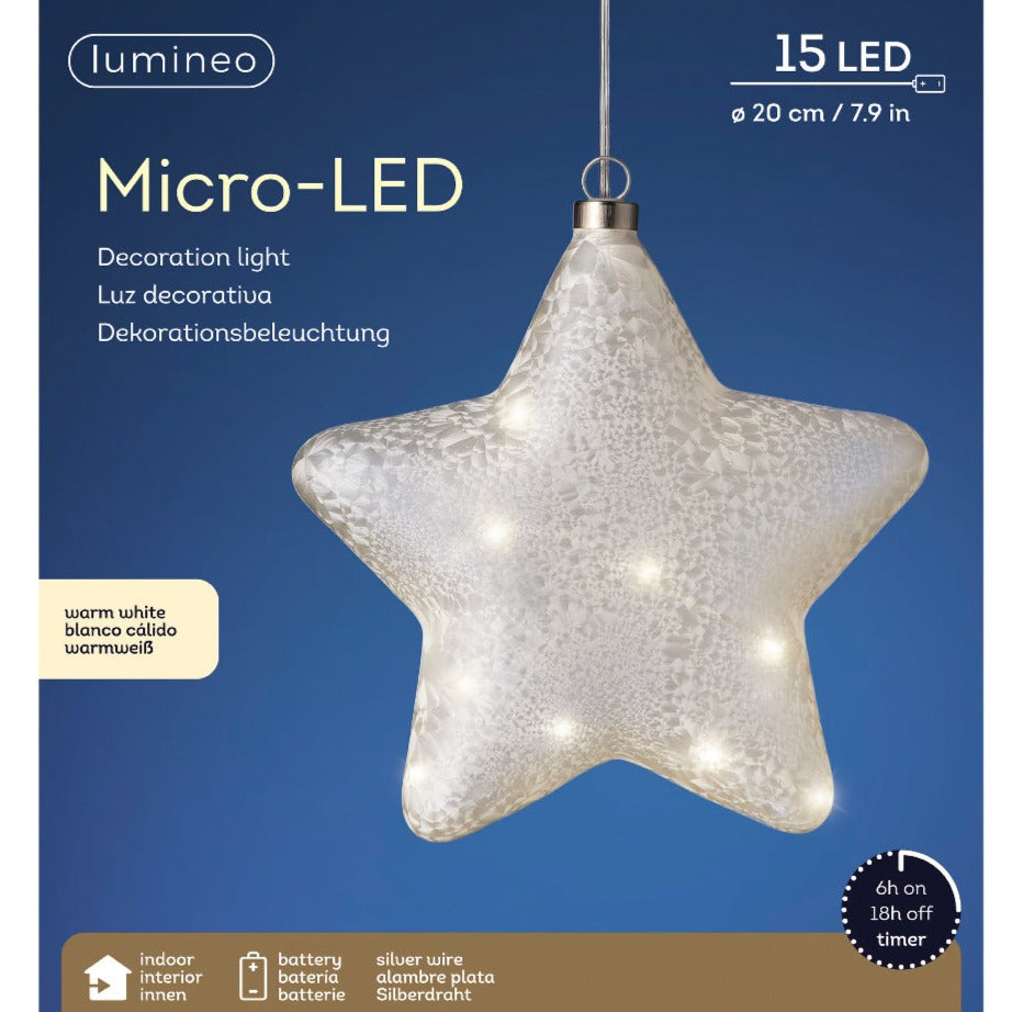 Lumineo Micro LED 20cm Frosted Star Christmas Decoration