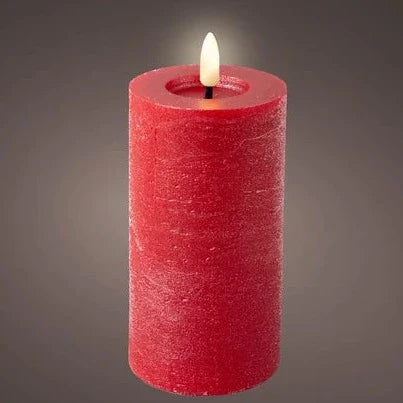 Red LED Wick Flat Top Wax Christmas Candle 15cm x 7cm