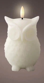 White Owl LED Wick Wax Christmas Candle