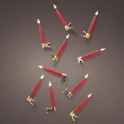 Red Twist Candle Christmas Tree Lights Set of 10