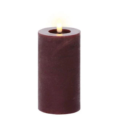 Oxblood LED Wick Flat Top Christmas Candle 15cm