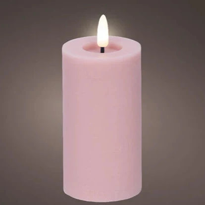 Pink LED Wick Flat Top Candle 15cm