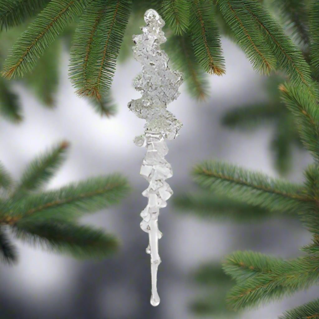 Decorative silver branch on a white background