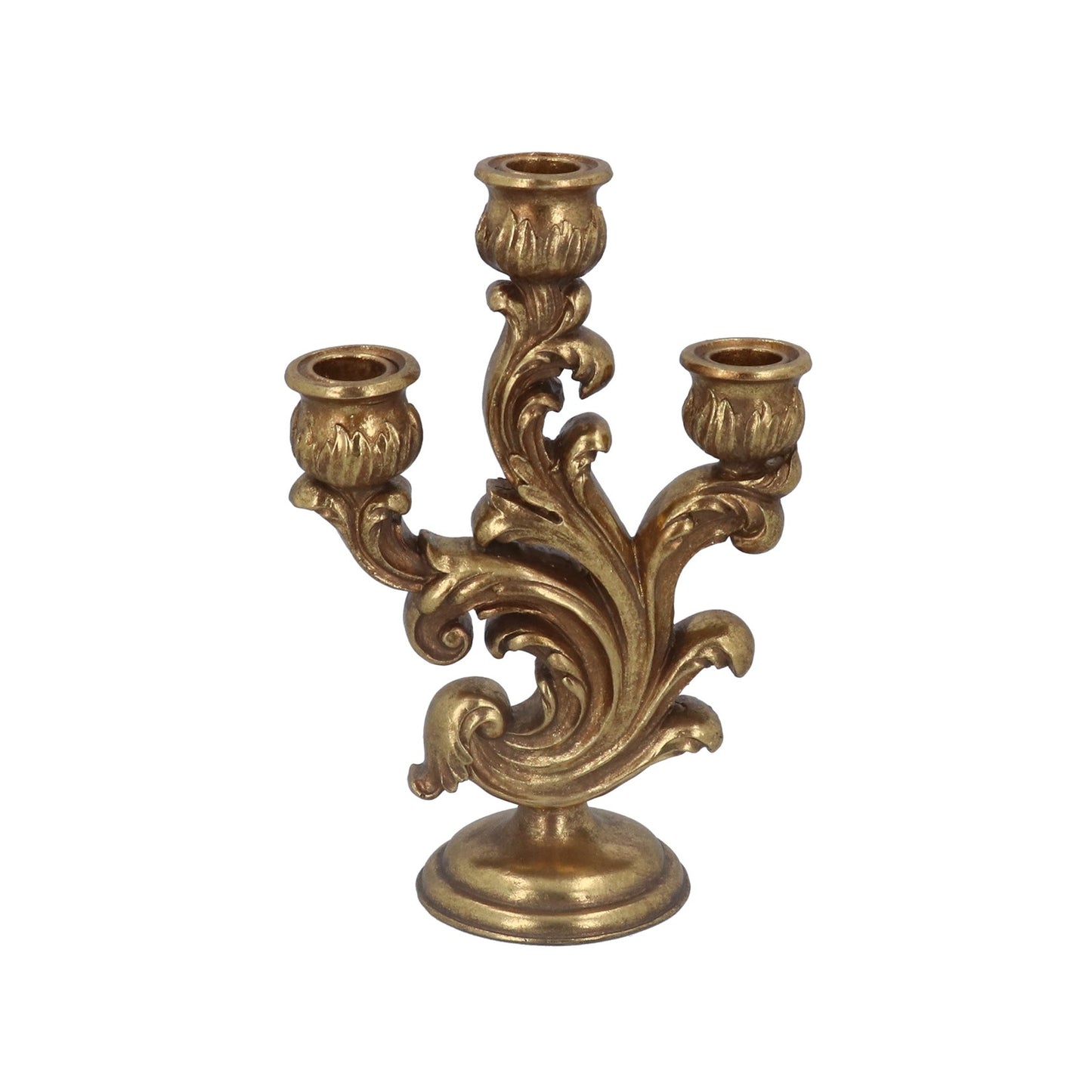 Gold Scroll Three Arm Christmas Candlestick