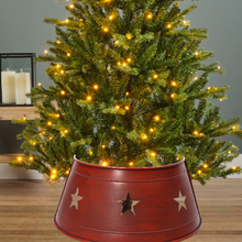 Load image into Gallery viewer, Red Star Cut Out Metal Tree Skirt 58cm
