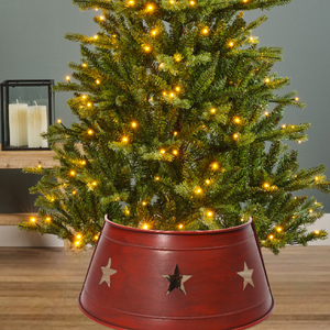 Red Star Cut Out Metal Tree Skirt 70cm
