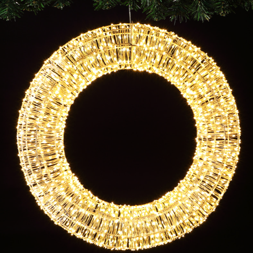Micro LED Double Sided 3D Wire Christmas Wreath 60cm