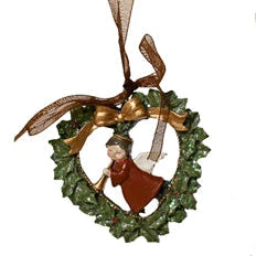Angel in Wreath Hanging Christmas Decoration