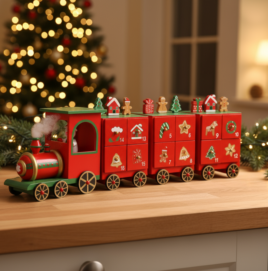 Festive Train Christmas Advent Calendar | Fill Your Own Wooden