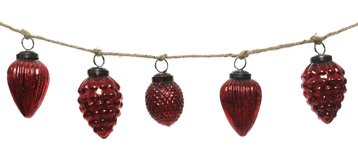 Red Glass Pinecone Garland