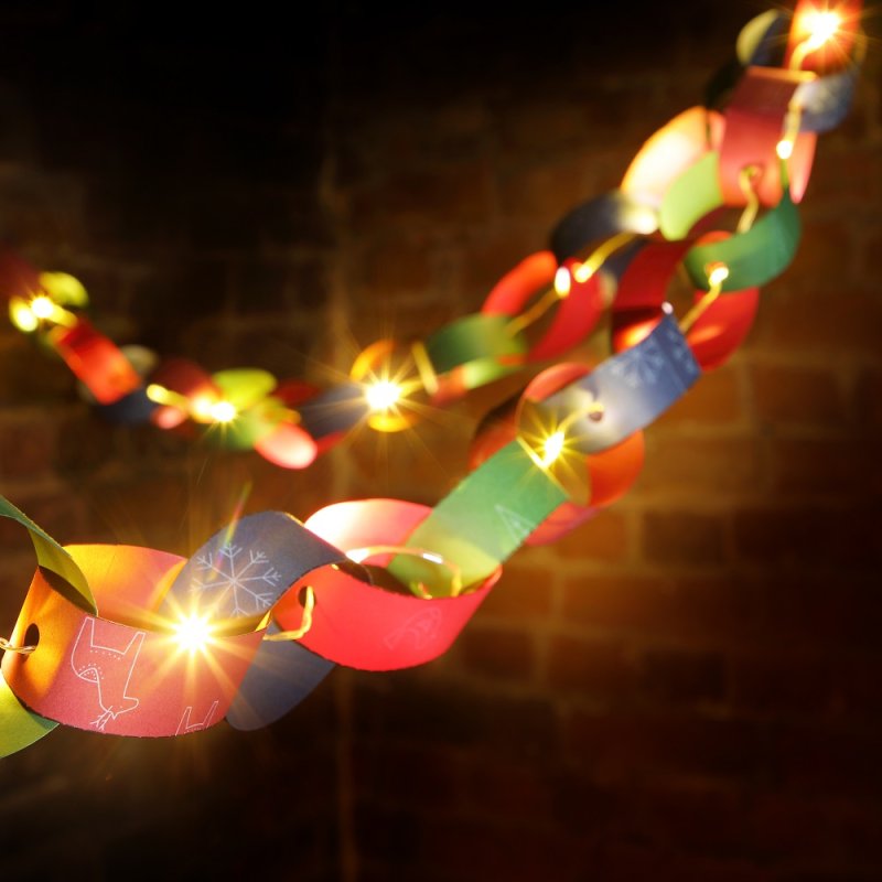 DIY Patterned Retro Paper Chain Flexi Light Festive Garland