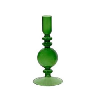 Green Transparent Glass Christmas Candle Holder 19cm