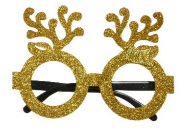 Gold Deer Antler Novelty Christmas Glasses